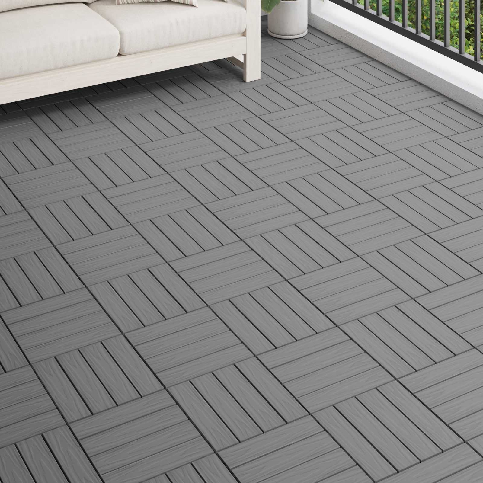 vidaXL Plăci pentru Deck Design 3D 11 pcs Gri 30 x 30 cm Lemn compozit