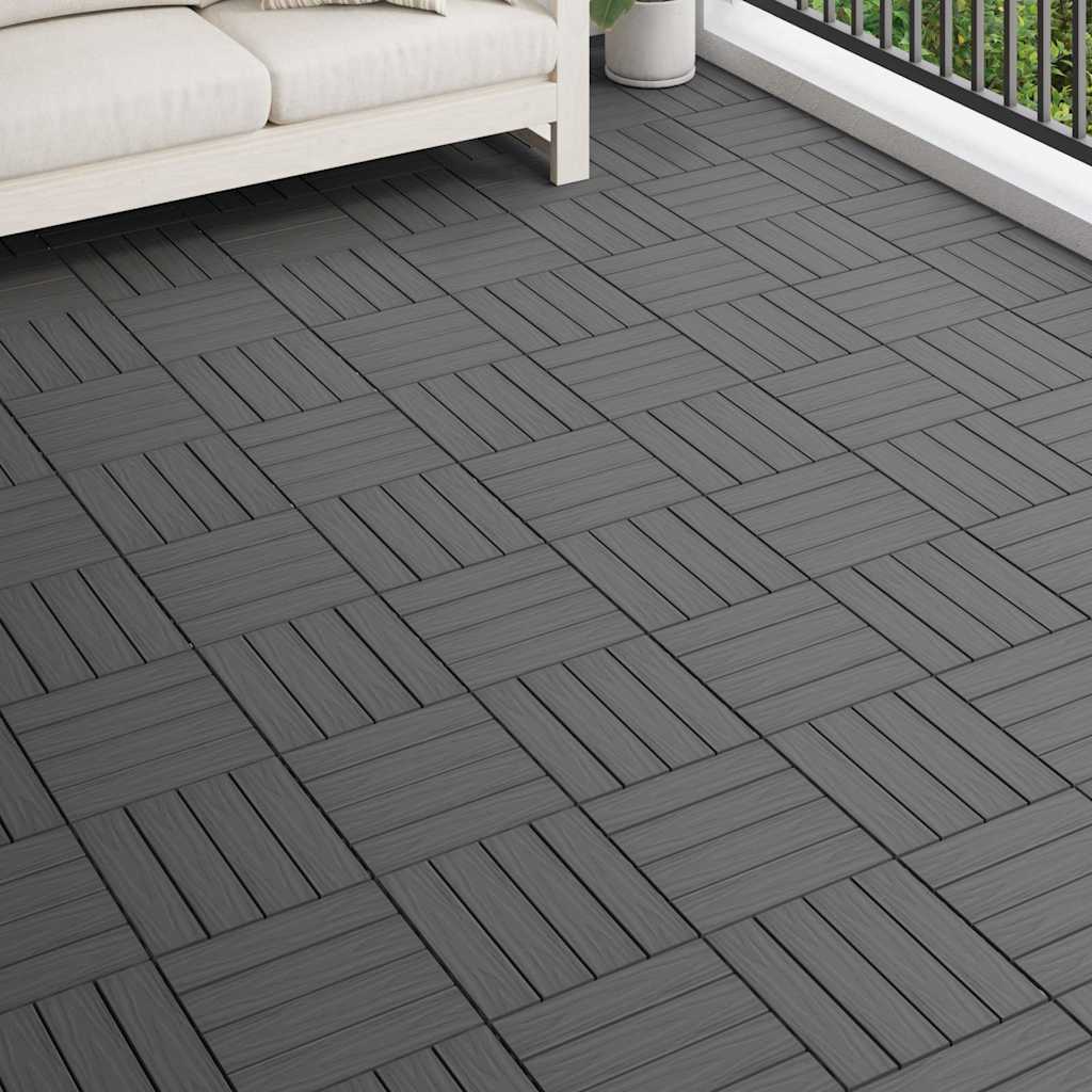 vidaXL Terrassenfliesen 11 Stk. Tief Geprägt WPC 30x30cm 1 qm Schwarz