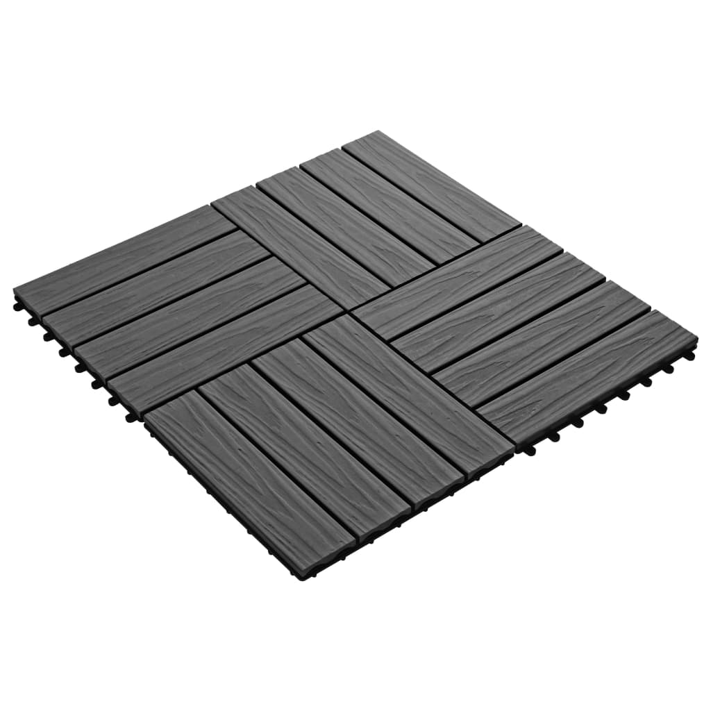 VidaXL - vidaXL Terrastegels diep reliëf 30x30 cm 1 m² HKC zwart 11 st