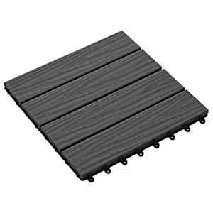 vidaXL Terrassiplaat 3D disain 11 tk Must 30 x 30 cm WPC