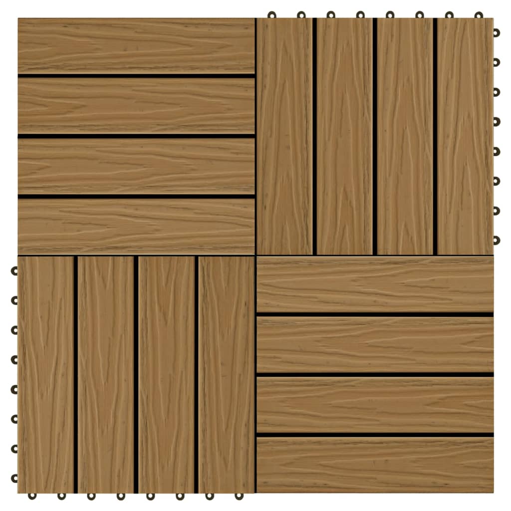 vidaXL Plăci podea în relief, WPC, 11 buc., 30×30 cm 1 mp, culoare tec vidaxl.ro