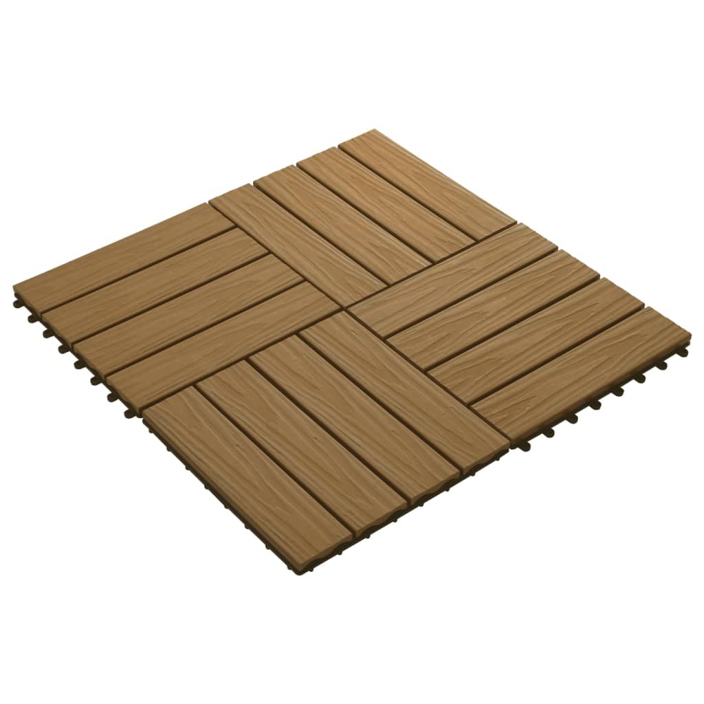 vidaXL 11 db (1 m2) tíkfa színű dombornyomott WPC burkolólap 30x30 cm