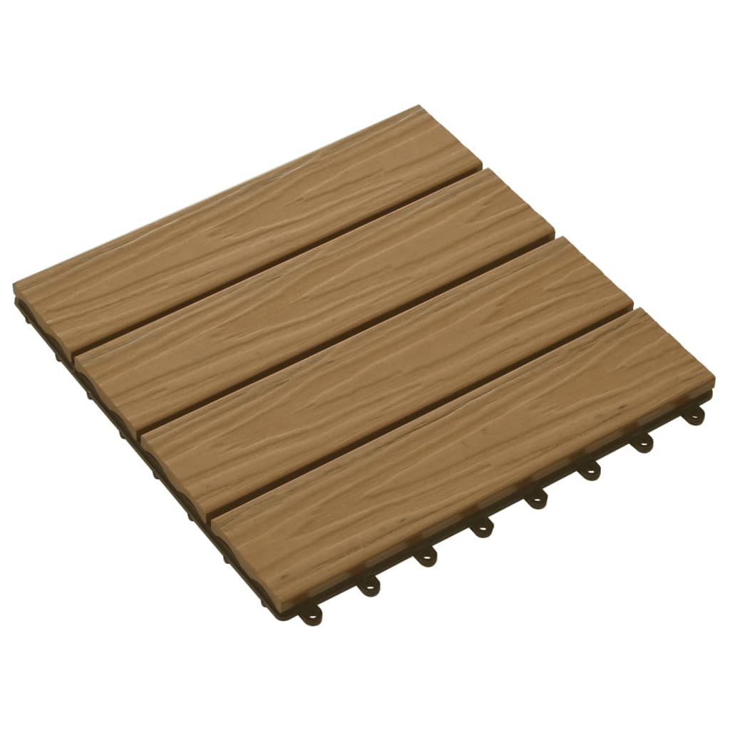 Thumbnail - vidaXL Terrassenfliesen 11Stk. Tief Geprägt WPC 30x30cm 1 qm Teakfarbe