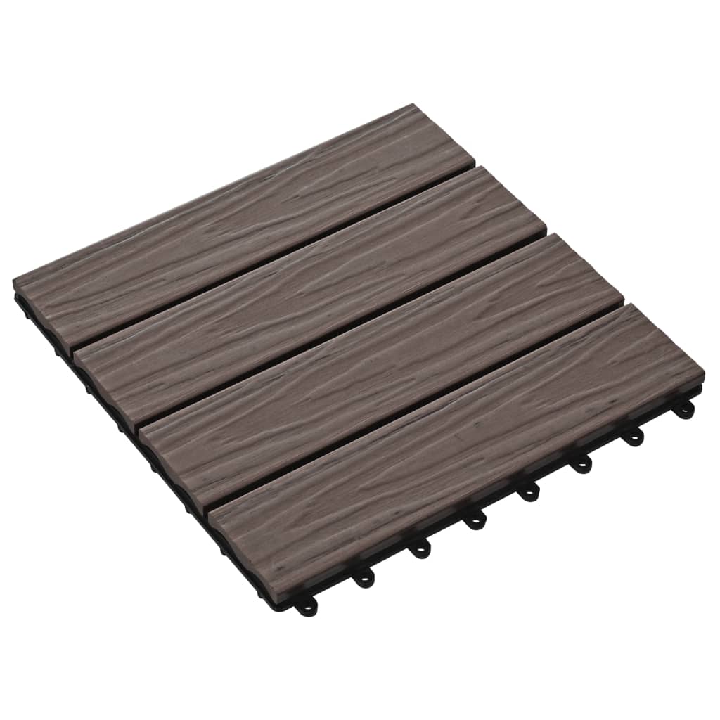 Baldosas grises para terraza 30x30cm losetas compuesto plástico de madera  WPC 11 piezas x 1m² azulejos balcón jardín
