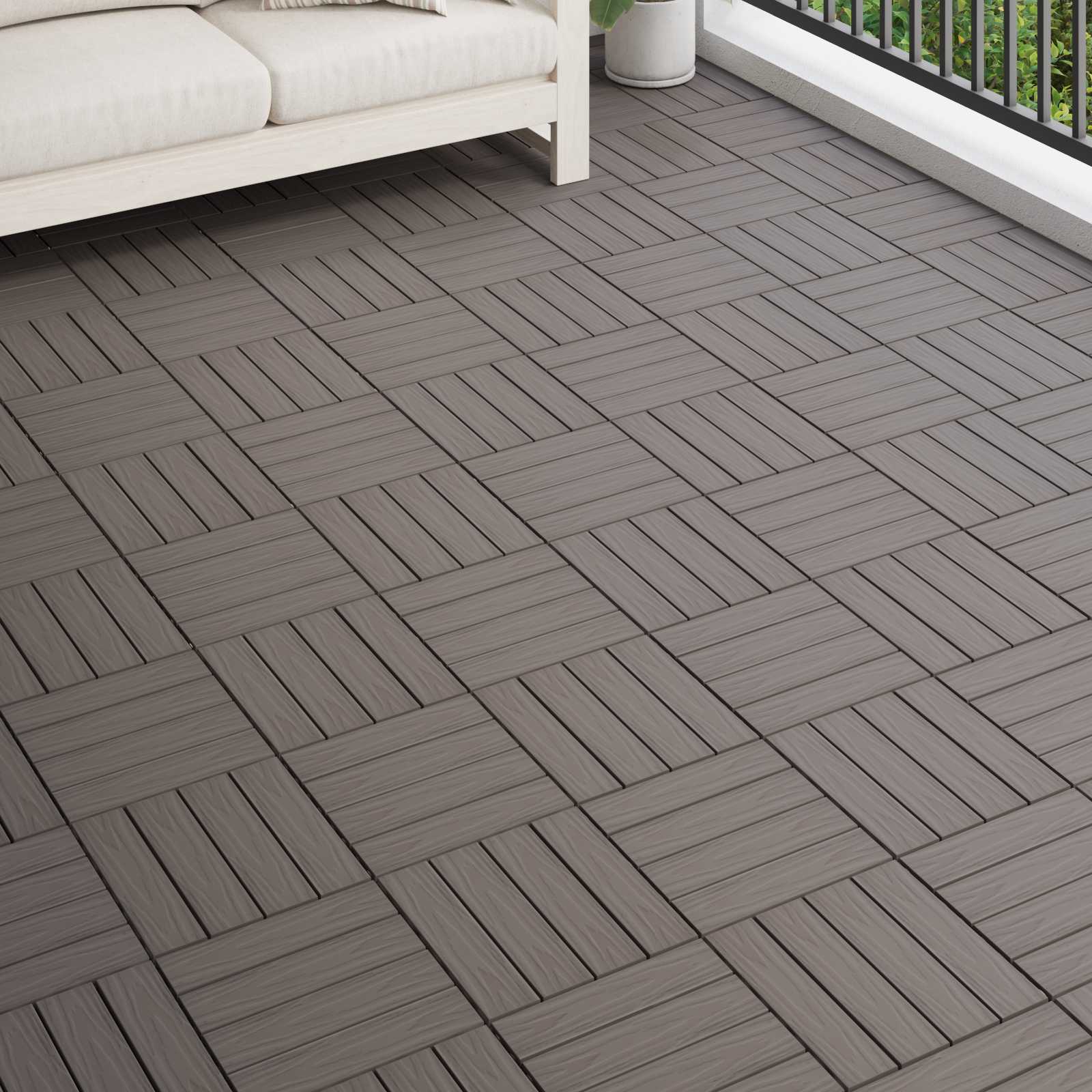 vidaXL Plăci pentru Deck 11 pcs Maro închis 30 x 30 cm Lemn compozit