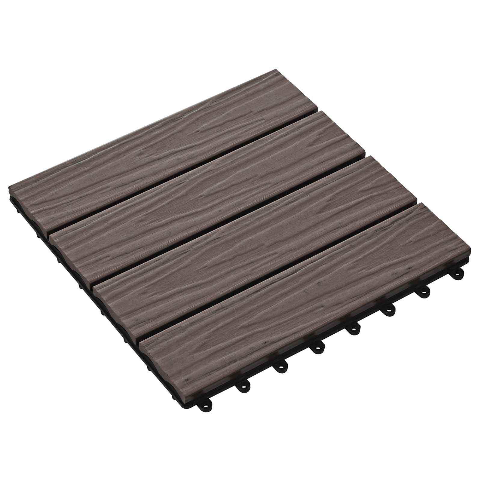 vidaXL Lattialaatat 11 kpl WPC 30x30 cm 1 m² tummanruskea