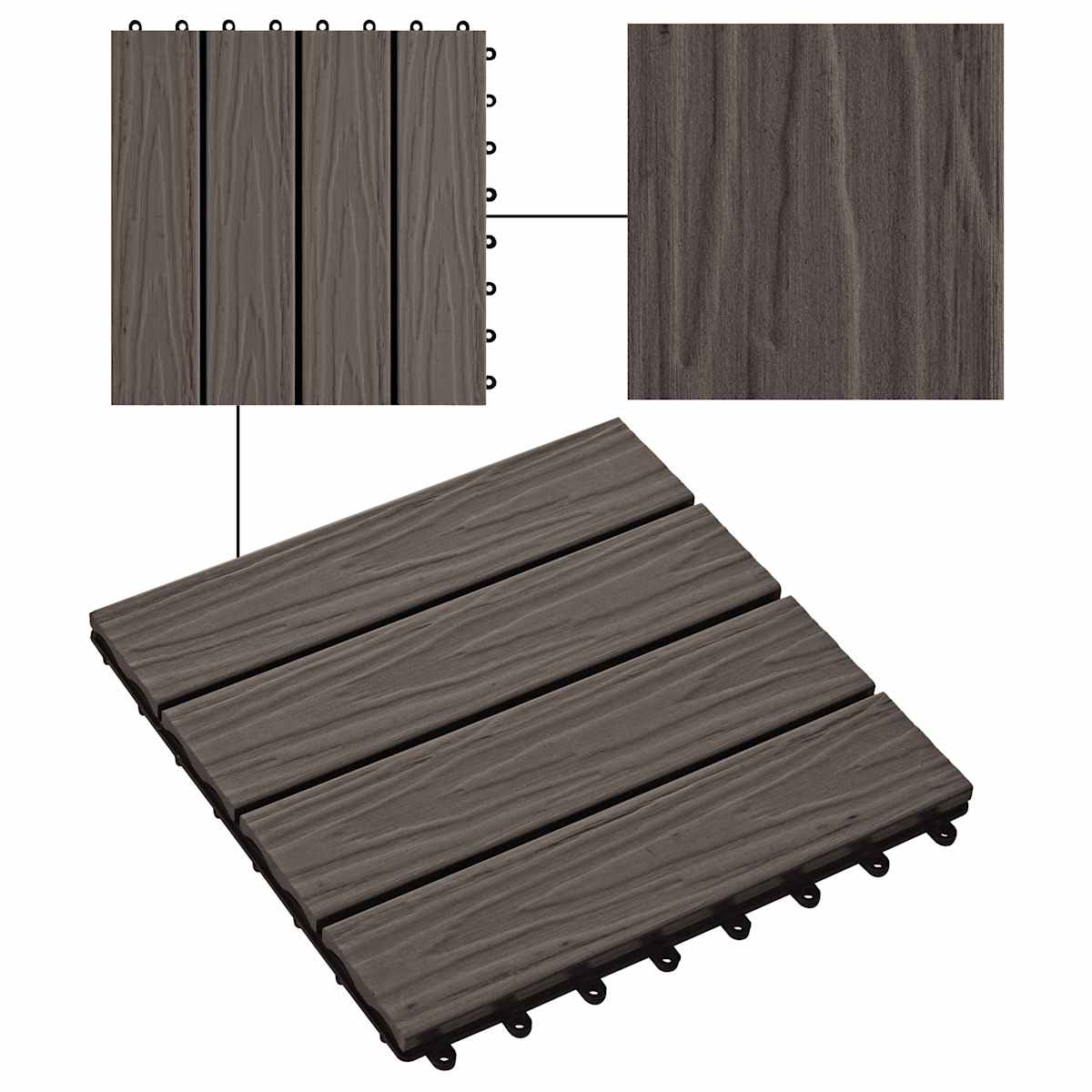 Terrasse Flise 3D-design 11 stk. 30 x 30 cm WPC - Billede 7