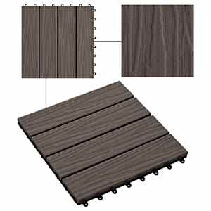 Dlažba na terasu 11 pcs Tmavě hnědá 30 x 30 cm Dřevoplast - obrázek 7