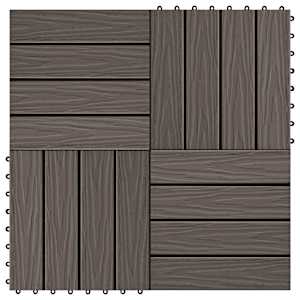 Dlažba na terasu 11 pcs Tmavě hnědá 30 x 30 cm Dřevoplast - obrázek 5