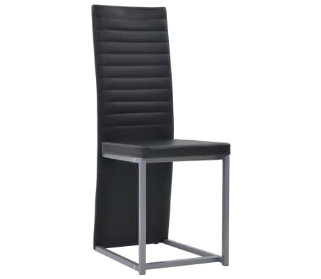 vidaXL Valgomojo kėdės, 4 vnt., juodos spalvos, dirbtinė oda