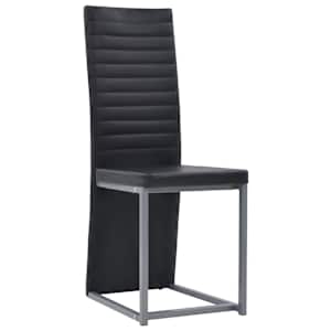 vidaXL Valgomojo kėdės, 4 vnt., juodos spalvos, dirbtinė oda