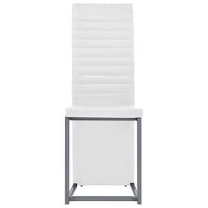 vidaXL Valgomojo kėdės, 4vnt., baltos spalvos, dirbtinė oda