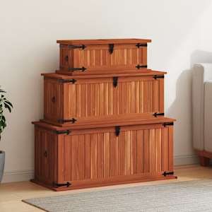 Skrinje za shranjevanje 3 kosi trden akacijev les