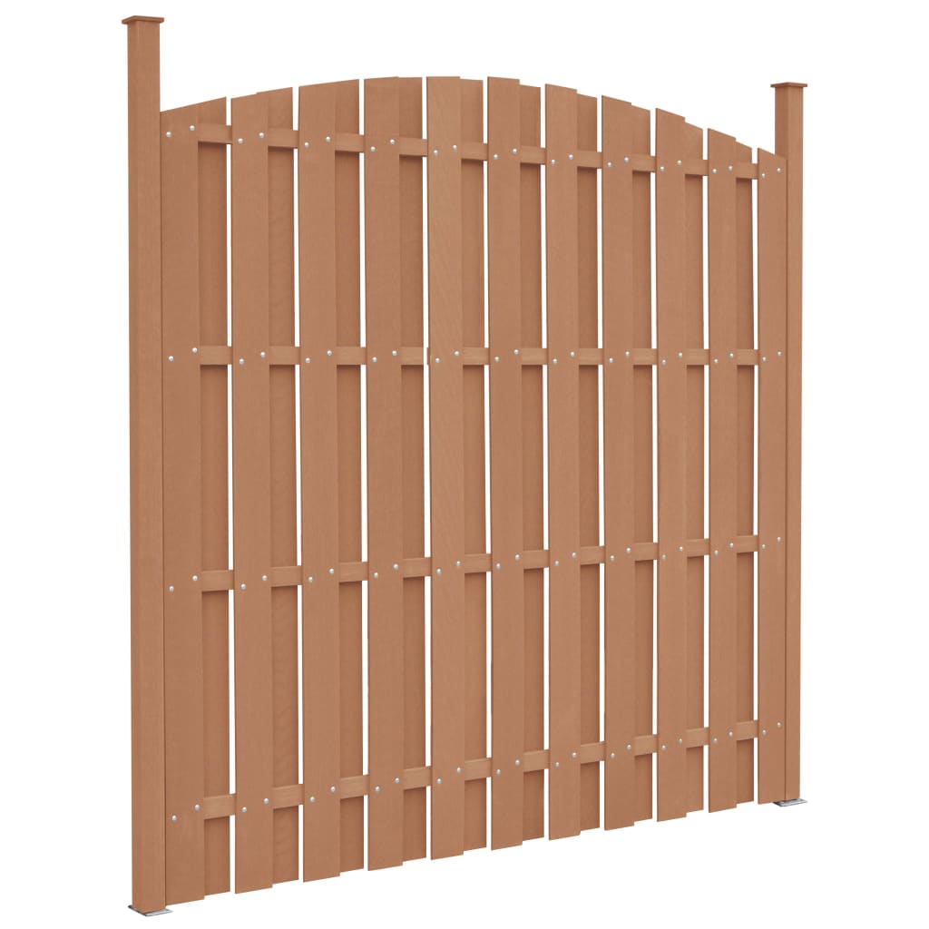 vidaXL Panel de valla con 2 postes WPC marrón 180x(165-180) cm