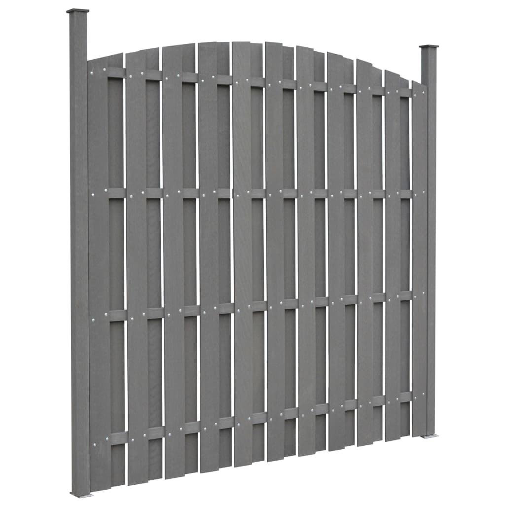 vidaXL Plotový panel s 2 stĺpikmi, WPC 180x(165-180)cm, sivý