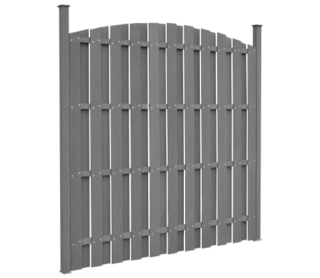 vidaXL Ograjni panel z 2 stebričkoma WPC 180x(165-180) cm siv
