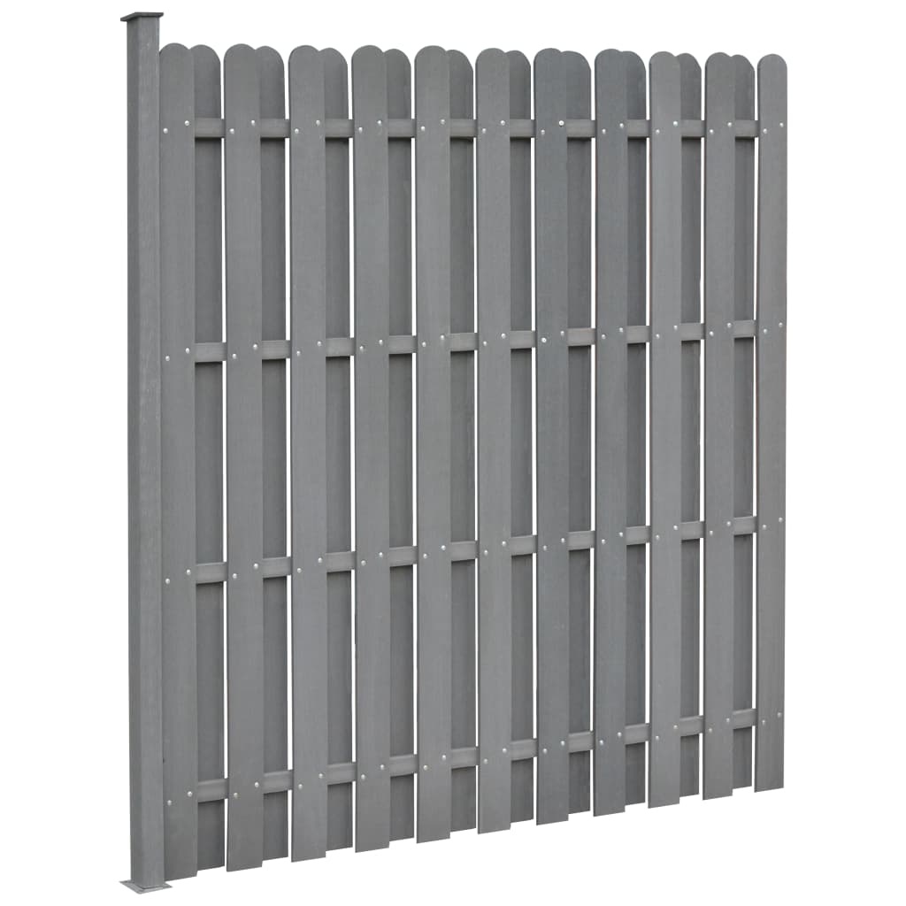vidaXL Ograjni panel z 1 stebričkom WPC 180x180 cm siv