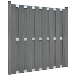 vidaXL Tvoros plok&scaron;tė su 2 stulpais, pilka, 180x180cm, WPC