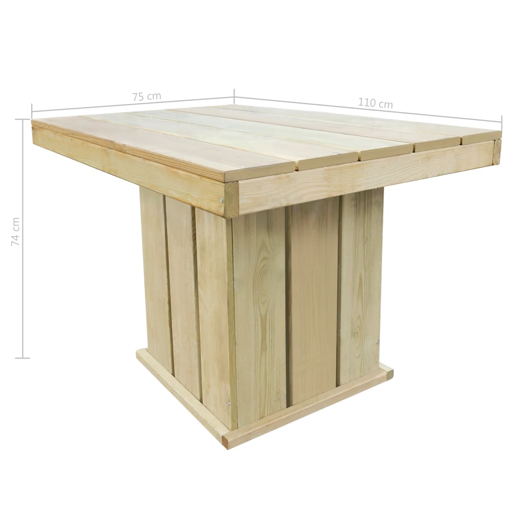 

vidaXL Tuintafel 110x75x74 cm geïmpregneerd grenenhout