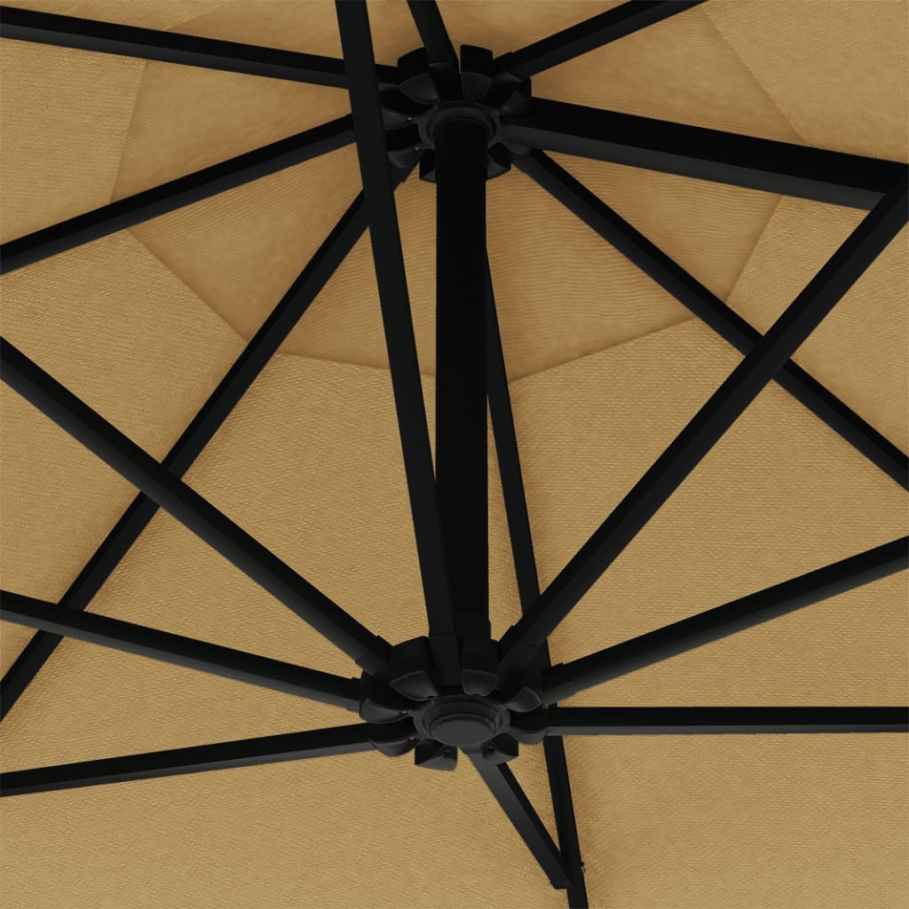 Tópszínű falra szerelhető napernyő fémrúddal 300 cm 
