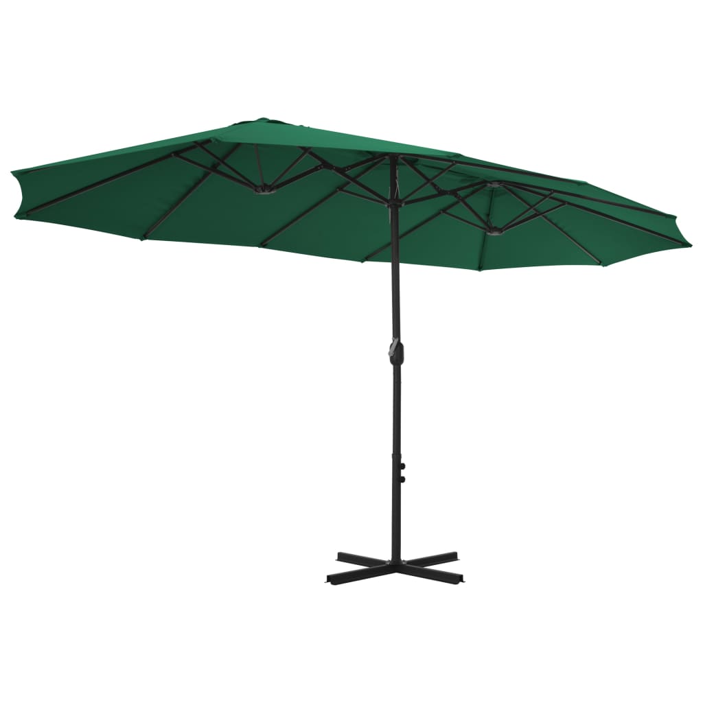 vidaXL Outdoor Parasol with Aluminum Pole 181.1"x106.3" Green