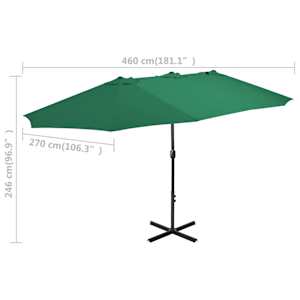 Zahradní slunečník s hliníkovou tyčí 460 x 270 cm zelený - obrázek 8