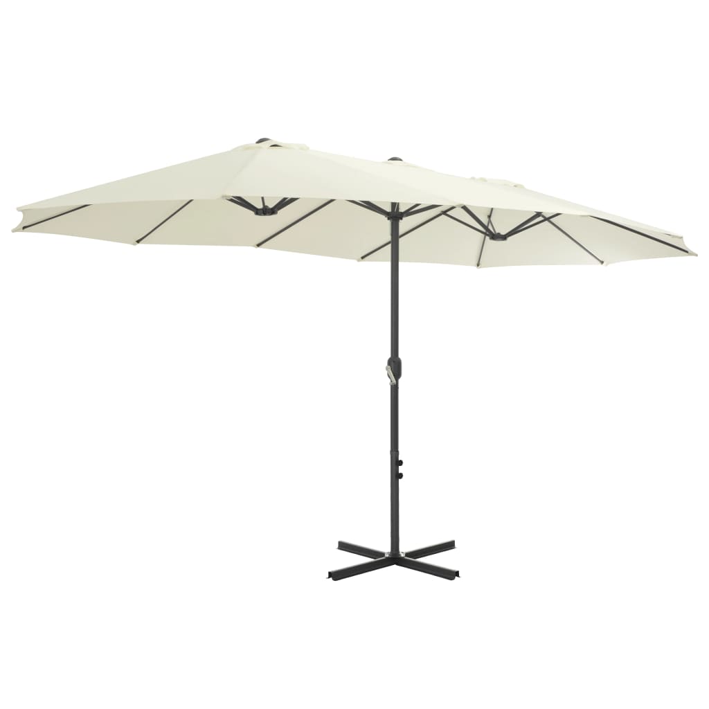 Umbrelă soare exterior, stâlp aluminiu, nisipiu, 460 x 270 cm