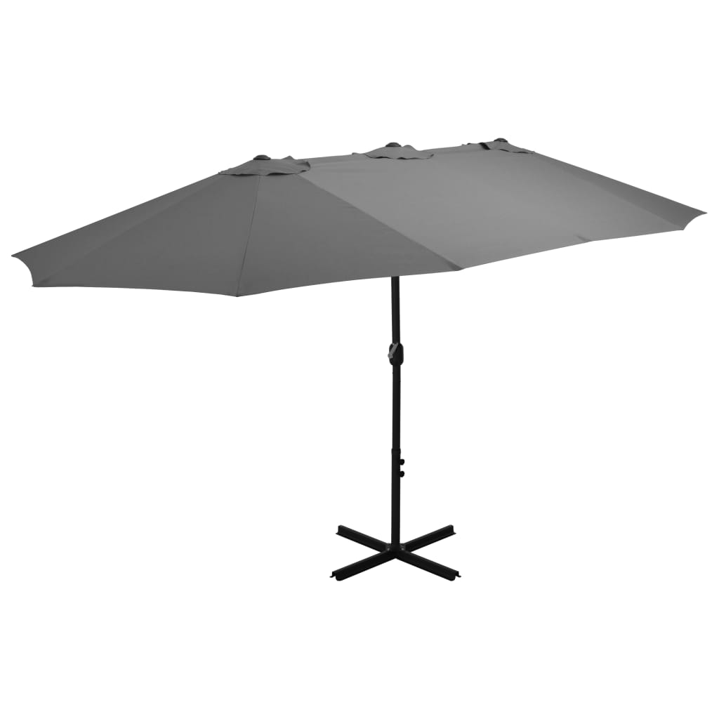 vidaXL Umbrelă de soare cu stâlp aluminiu, antracit, 460 x 270 cm vidaXL