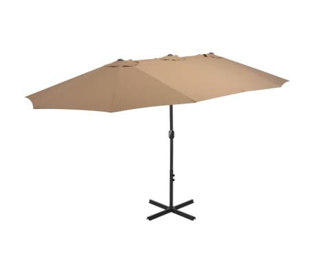 vidaXL udendørs parasol med aluminiumsstang 460 x 270 cm gråbrun[1/8]