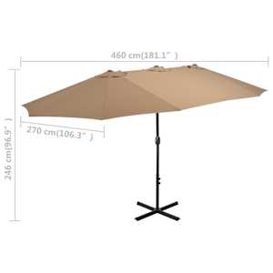 Zahradní slunečník s hliníkovou tyčí 460 x 270 cm barva taupe - obrázek 8
