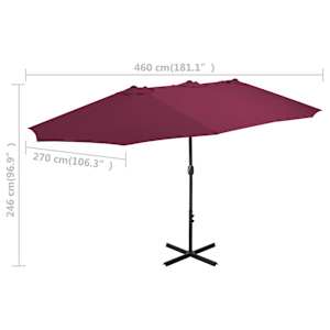 Zahradní slunečník s hliníkovou tyčí 460 x 270 cm bordó - obrázek 7