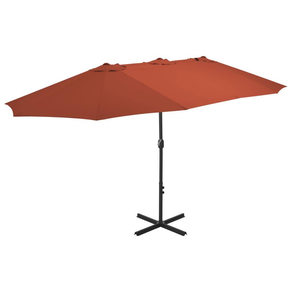 vidaXL Umbrelă de soare exterior stâlp aluminiu, cărămiziu, 460×270 cm vidaXL