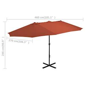 Zahradní slunečník s hliníkovou tyčí 460 x 270 cm terakotový - obrázek 8