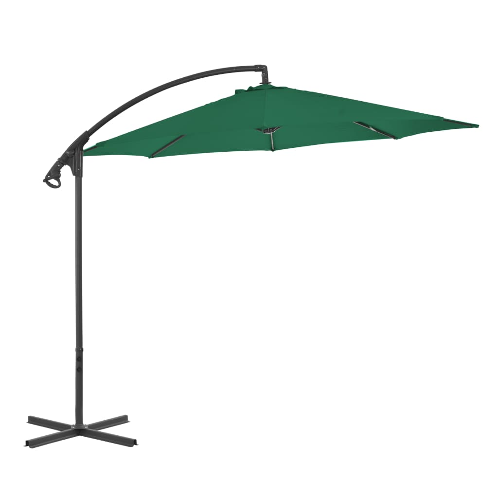Zöld konzolos napernyő acélrúddal, 300 cm átmérőjű 