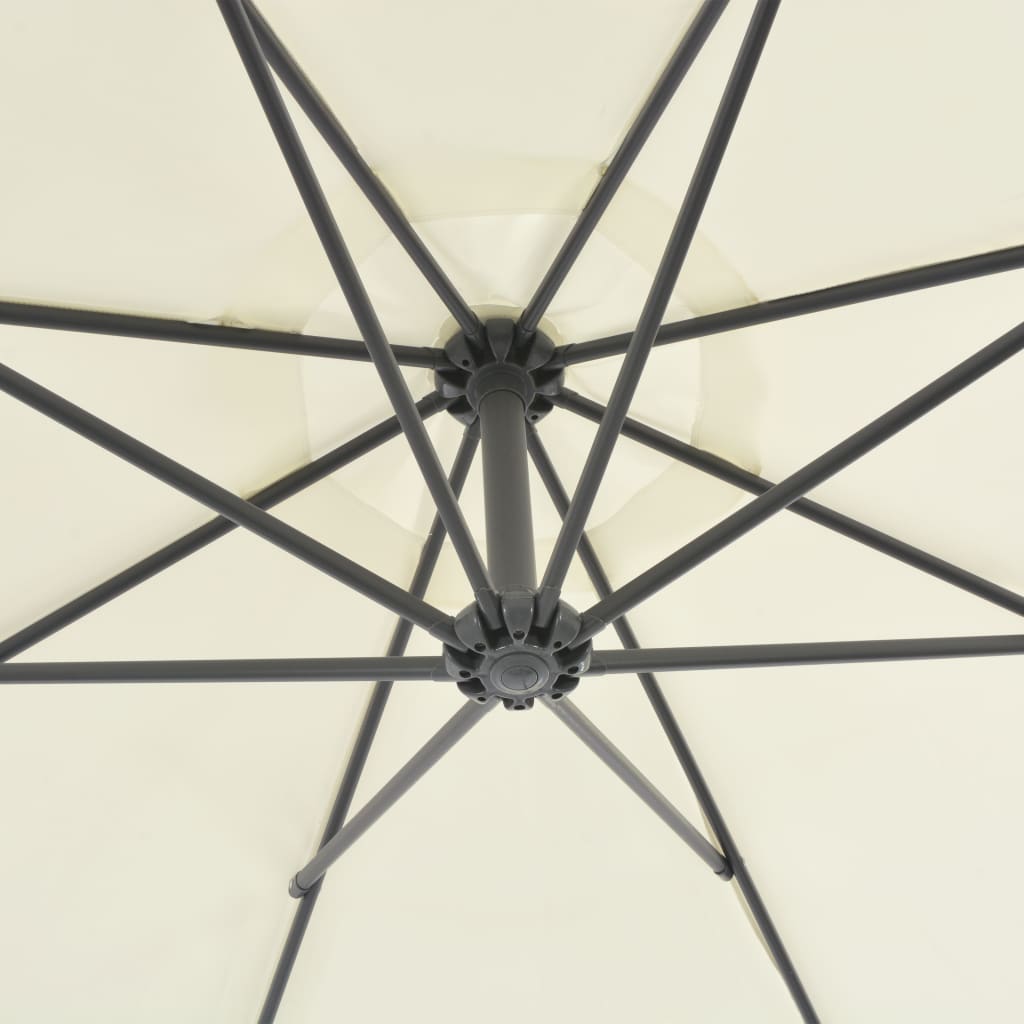 Homokszínű konzolos napernyő acélrúddal, 300 cm átmérőjű 