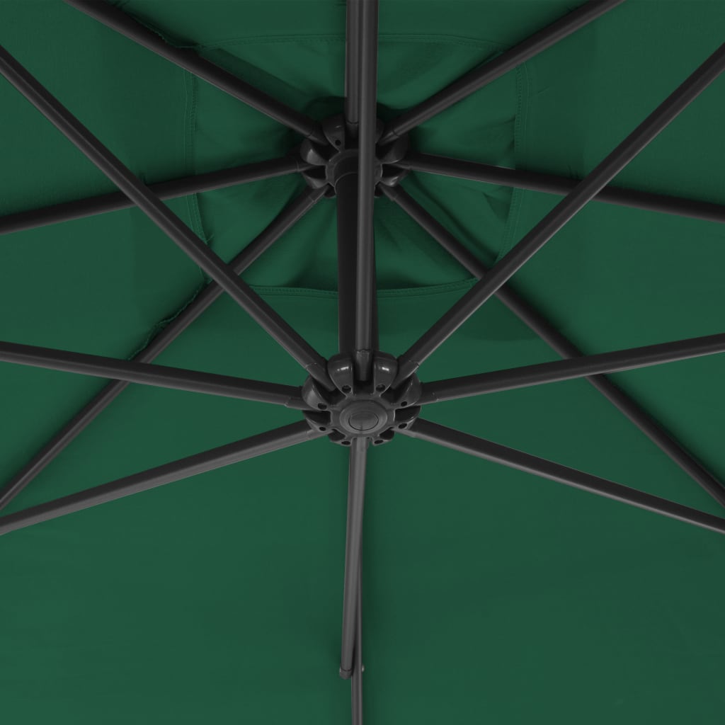 Konzolový slunečník s ocelovou tyčí 250 x 250 cm zelený