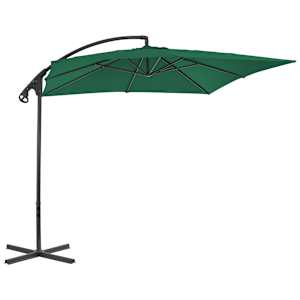 vidaXL Parasol de jardin en porte-&agrave;-faux avec m&acirc;t en acier vert