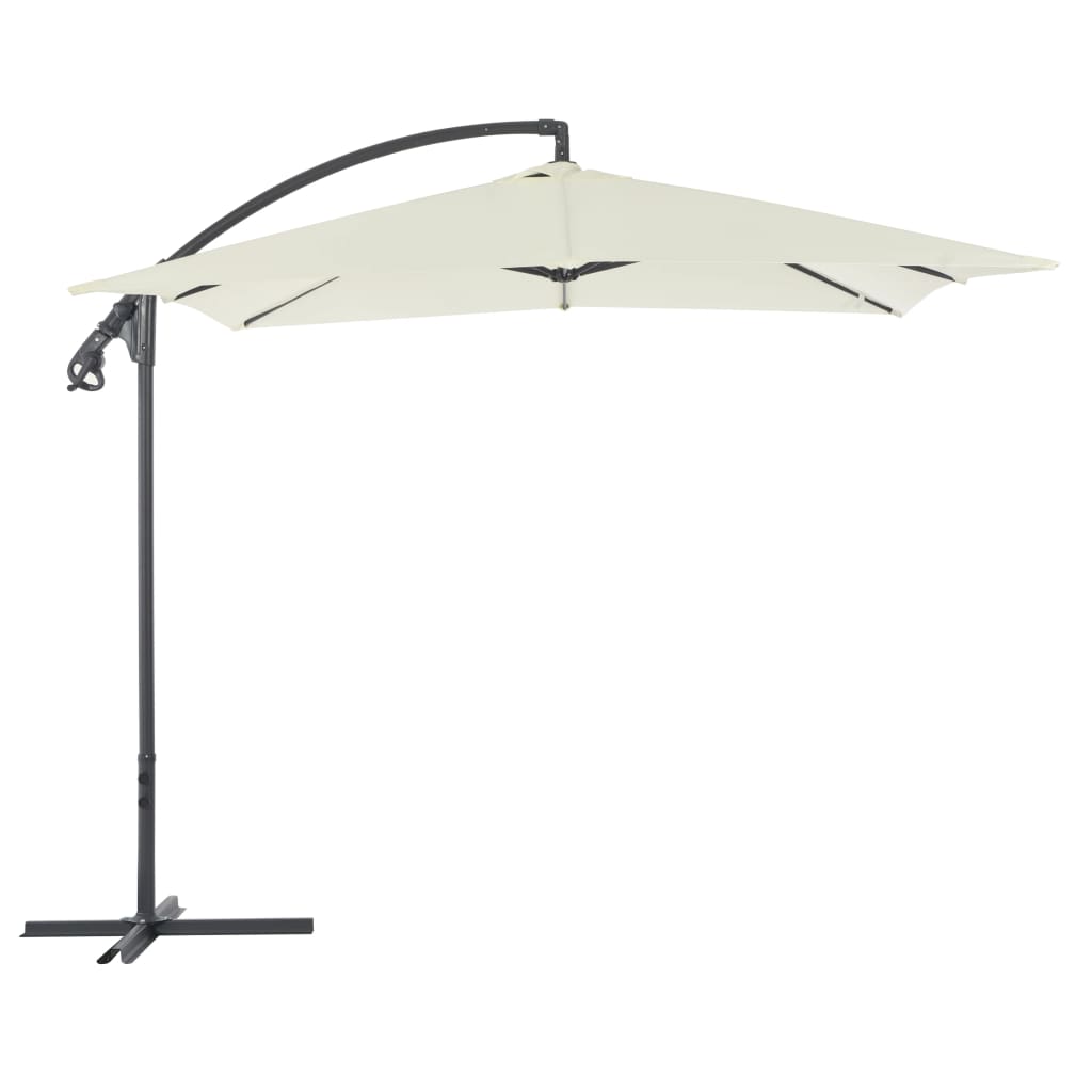 vidaXL Riippuva aurinkovarjo teräspylväällä 250×250 cm hiekka