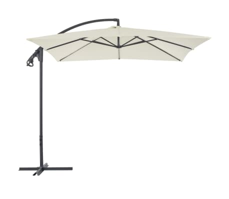 vidaXL Riippuva aurinkovarjo teräspylväällä 250x250 cm hiekka