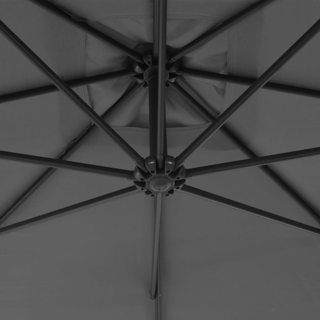 Antracitszürke konzolos napernyő acélrúddal, 250 x 250 cm 