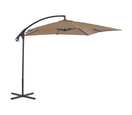 vidaXL Gembinis sodo skėtis su plieniniu stulpu, taupe, 250x250cm