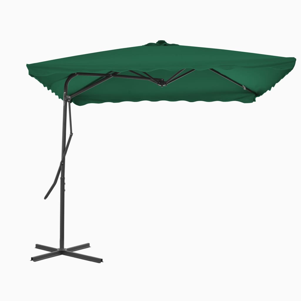 vidaXL Umbrelă de soare de exterior, stâlp din oțel, verde, 250x250 cm