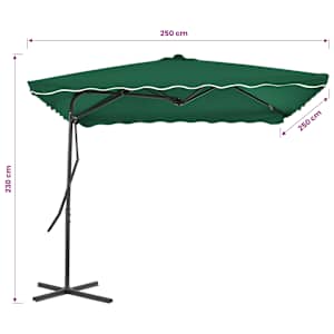 Zahradní slunečník s ocelovou tyčí 250 x 250 cm zelený - obrázek 6