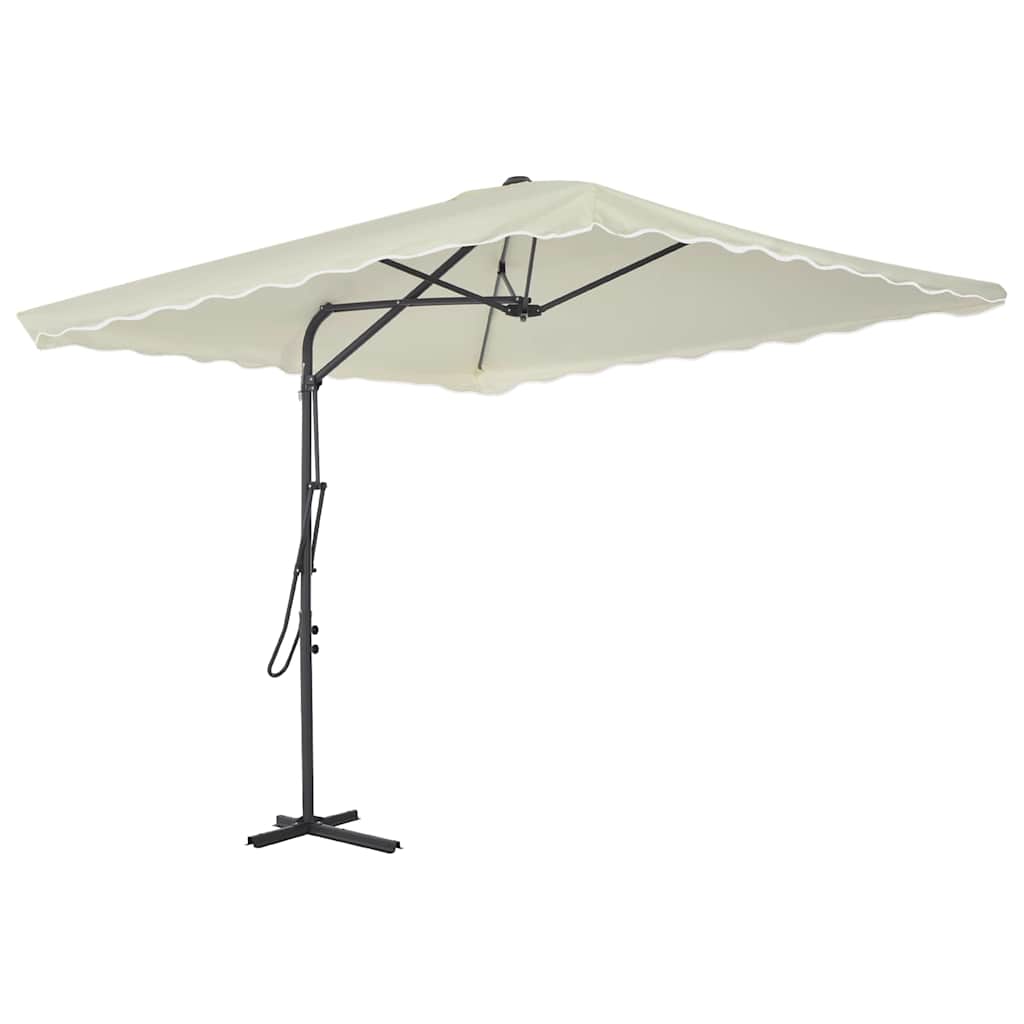 vidaXL Zahradní slunečník s ocelovou tyčí 250 x 250 cm pískový