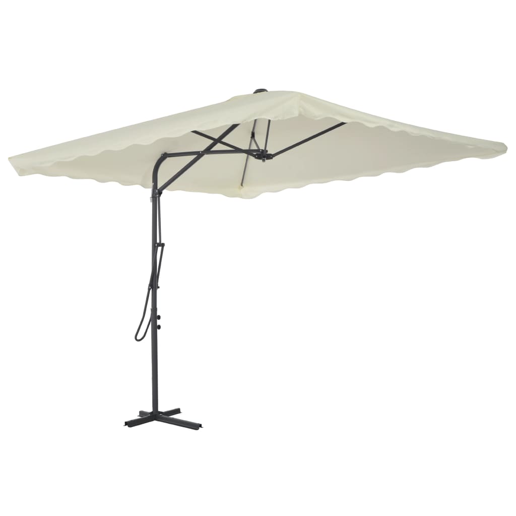 vidaXL Umbrelă soare de exterior, stâlp din oțel, nisipiu, 250x250 cm