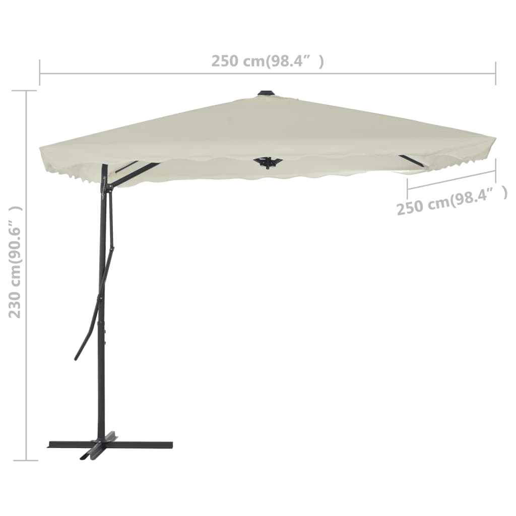 Homokszínű kültéri napernyő acélrúddal 250 x 250 cm 
