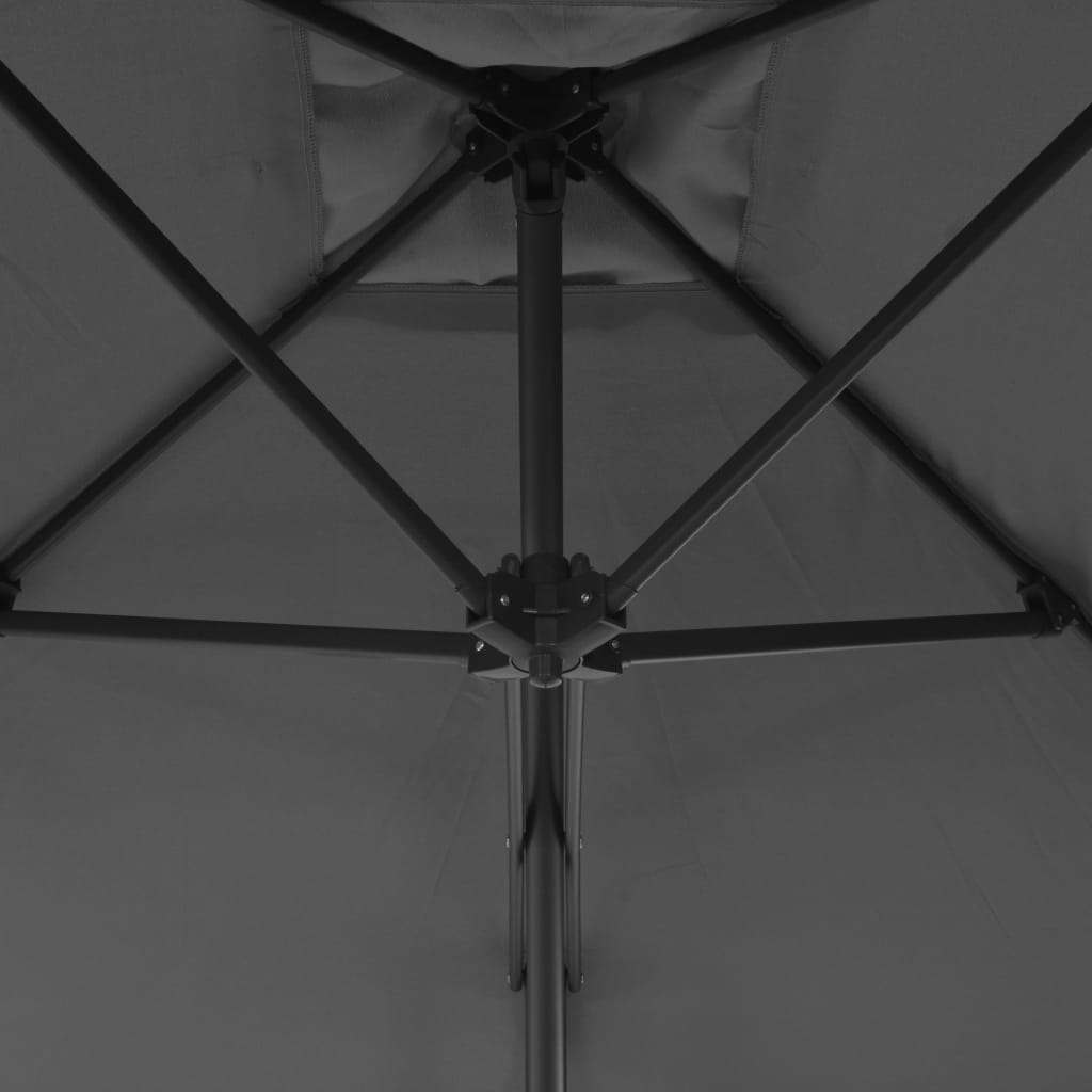 Antracitszürke kültéri napernyő acélrúddal 250 x 250 cm 