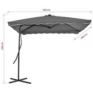 Zahradní slunečník s ocelovou tyčí 250 x 250 cm antracitový - obrázek 6