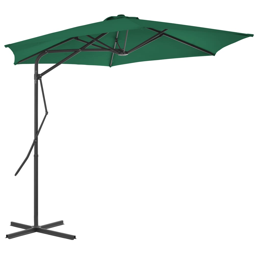Zöld kültéri napernyő acélrúddal 300 cm 