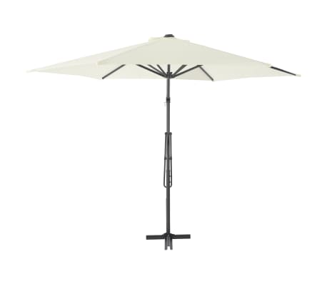 vidaXL Lauko skėtis nuo saulės su plieniniu stulpu, smėlio, 300cm